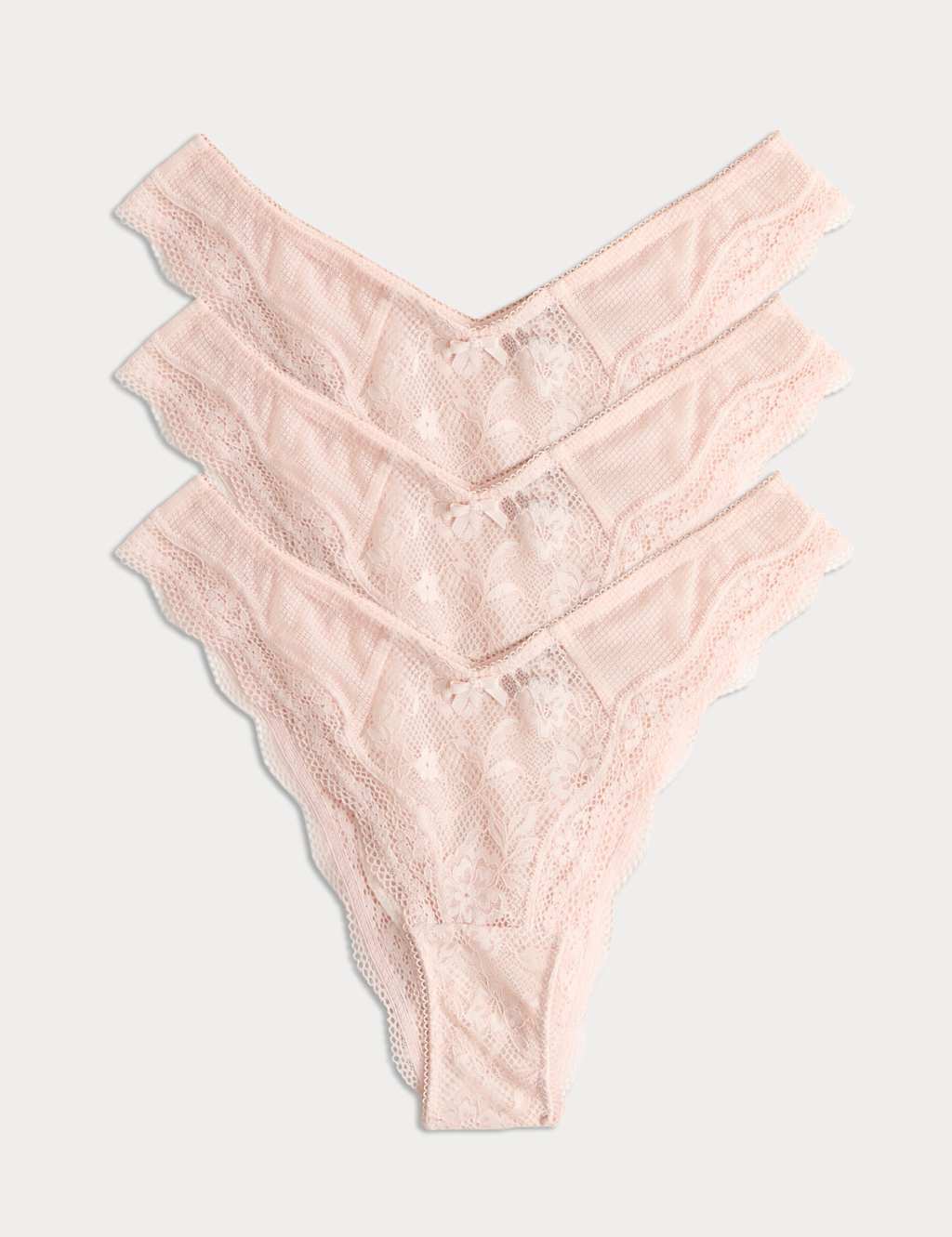 M&S Women's 3pk Jasmine Lace Miami Knickers - 28 - Soft Coral
