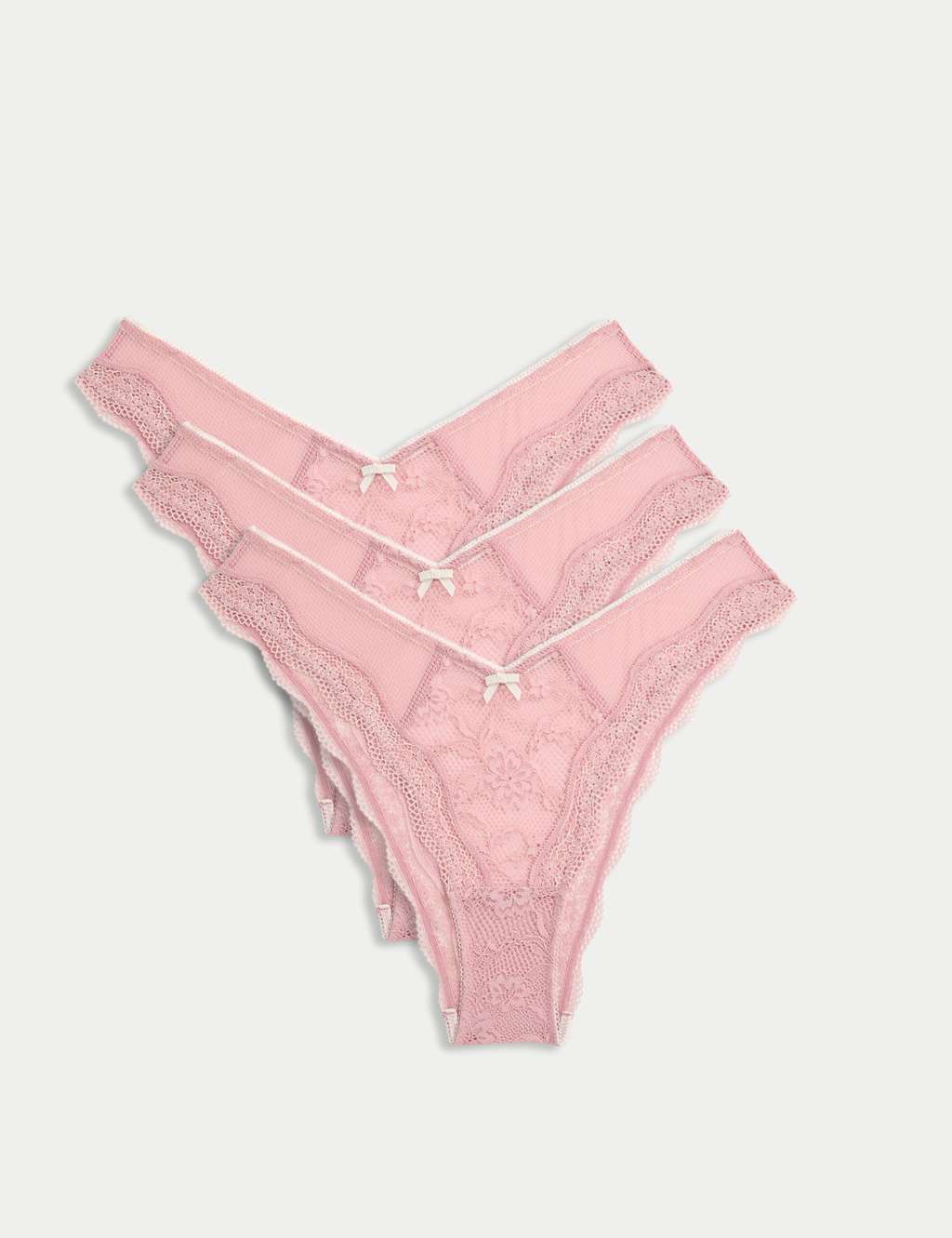M&S 3pk Lace Miami Knickers Antique Pink