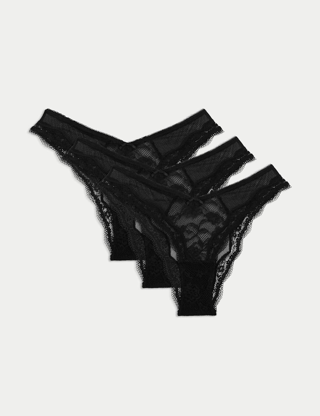M&S 3pk Lace Miami Knickers Black