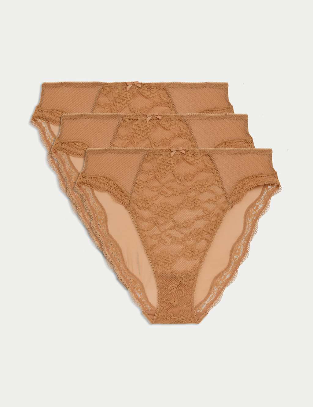 3pk Lace High Waisted High Leg Knickers
