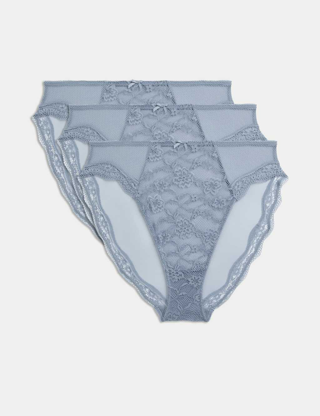 3pk Lace High Waisted High Leg Knickers