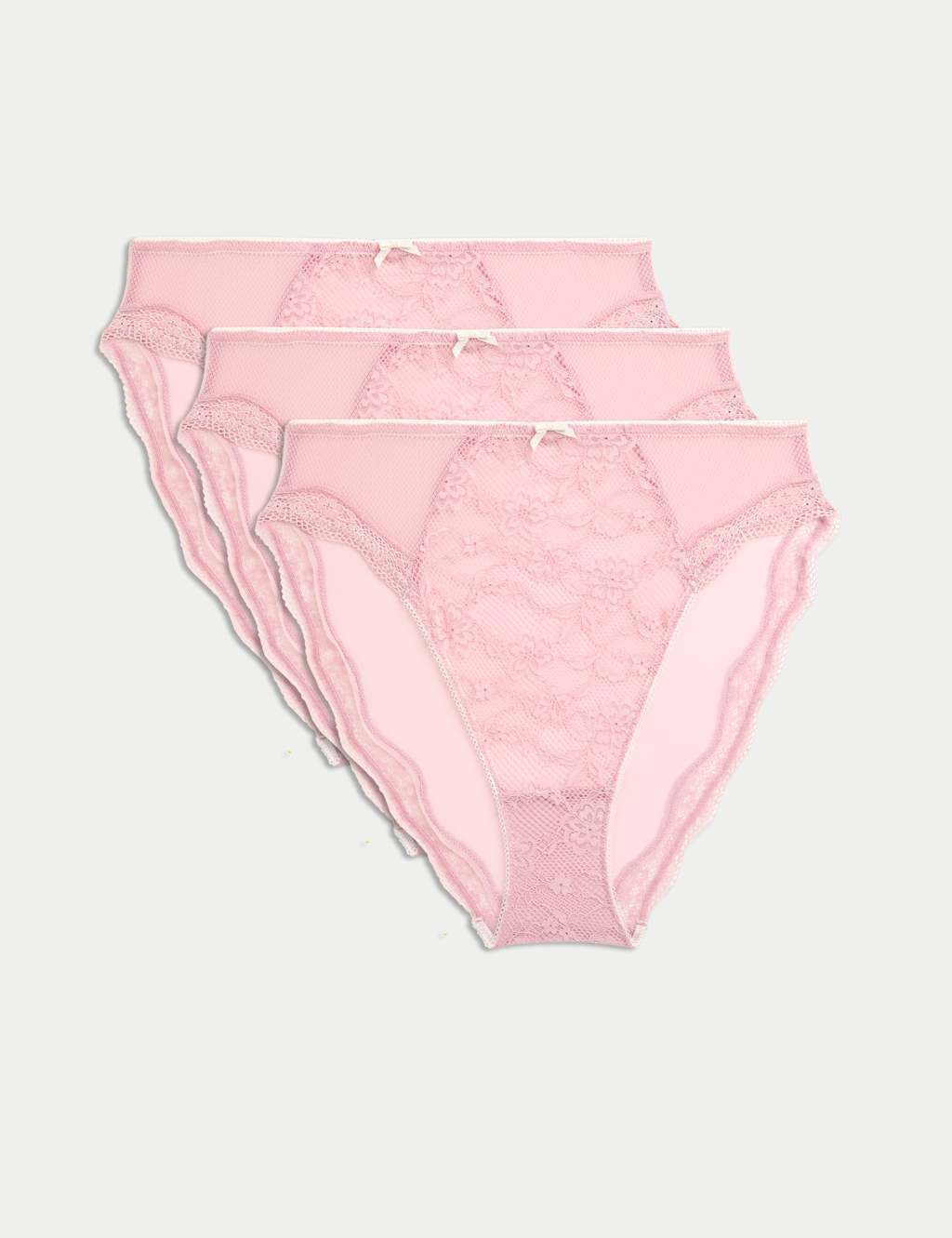 3pk Lace High Waisted High Leg Knickers