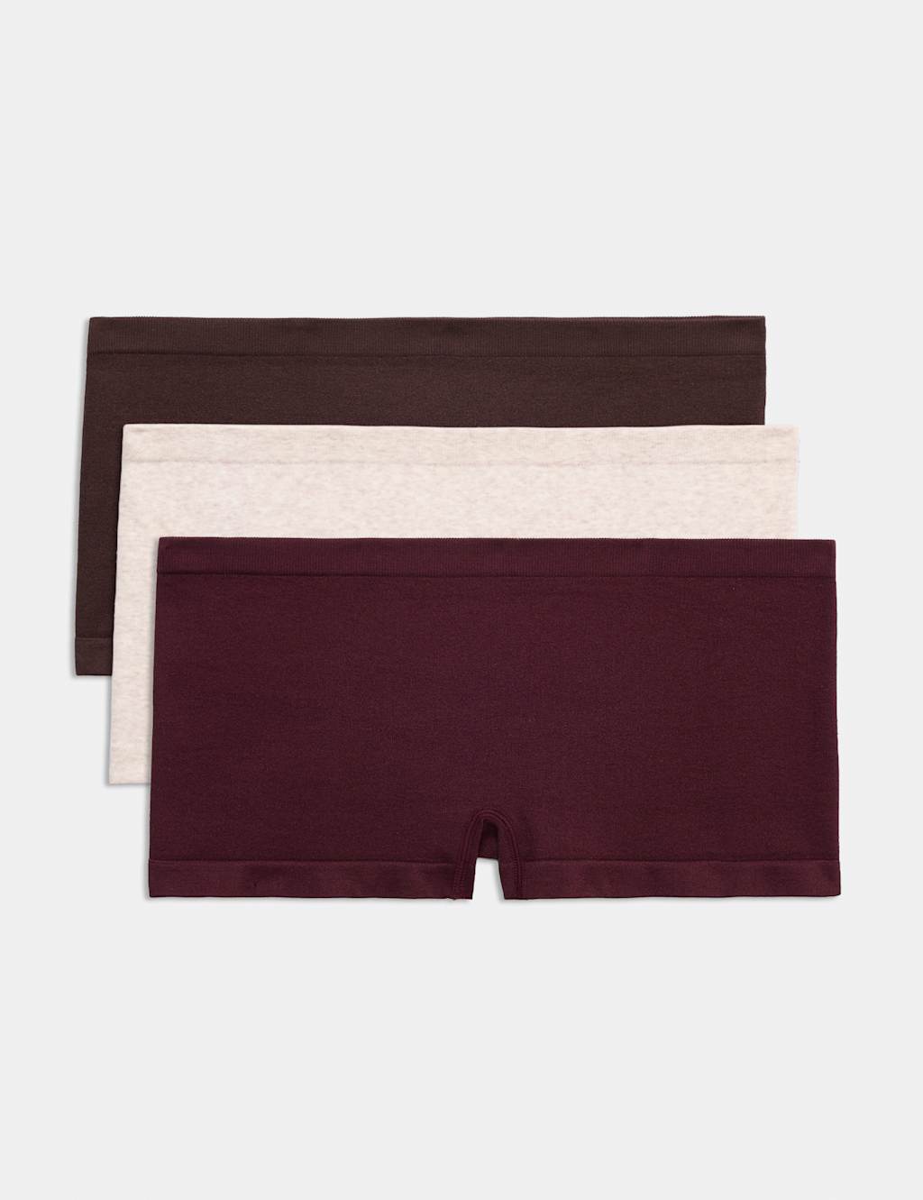 M&S Women's 3 Pack Comfort Rib Seamless Boxer Shorts - Small - Dark Wine
