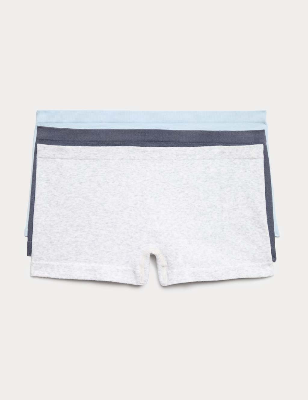 M&S Women's 3 Pack Comfort Rib Seamless Boxer Shorts - Small - Grey Mix