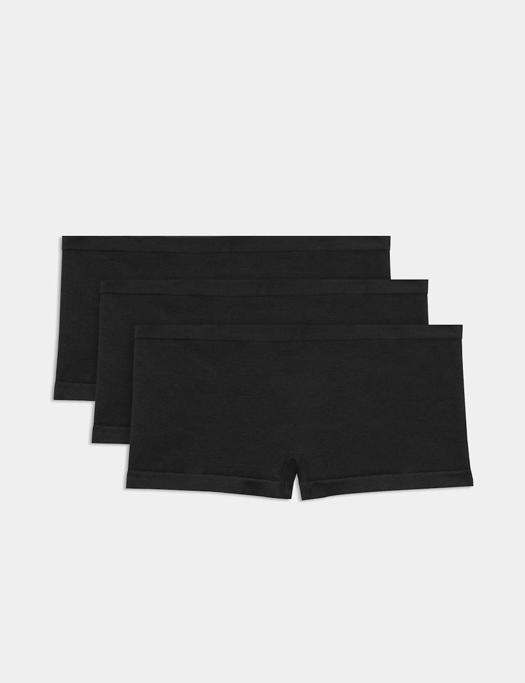 M&S Women's 3 Pack Comfort Rib Seamless Boxer Shorts - Large - Black