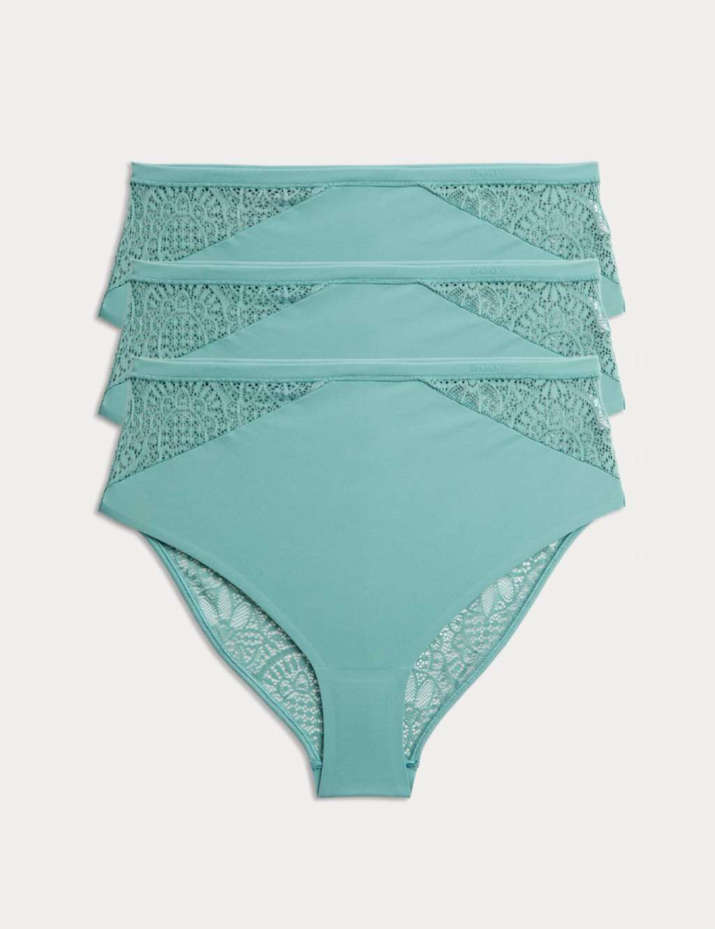 Body by M&S 3pk Body Soft High Waisted Brazilian Knickers Teal