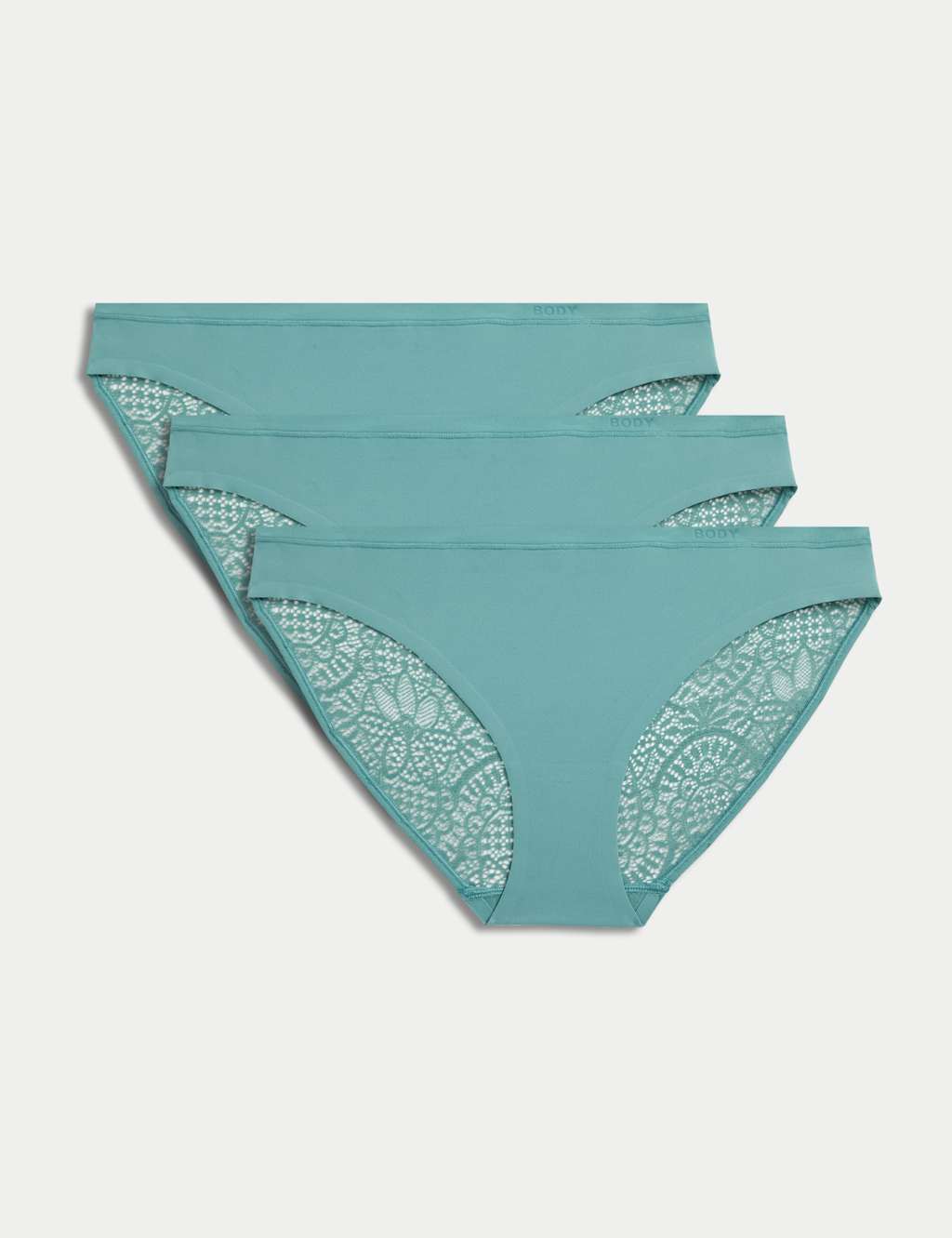 Body by M&S 3pk Body Soft Lace Bikini Knickers Teal