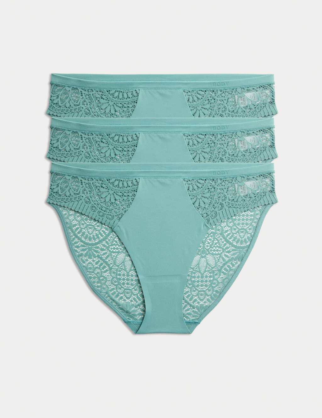 M&S 3pk Body Soft High Leg Knickers Teal