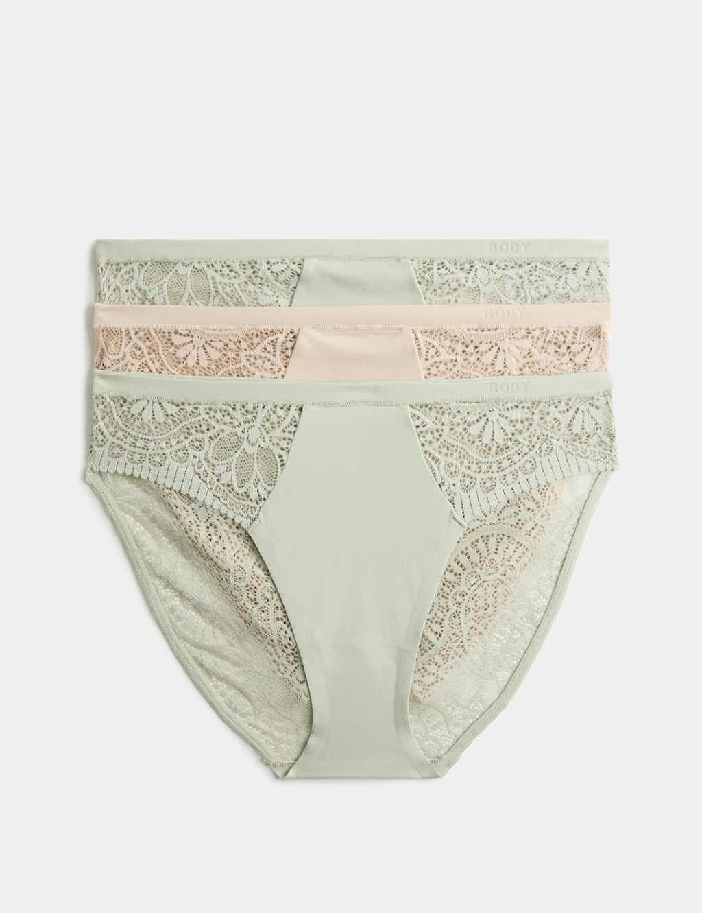 M&S Women's 3pk Body Soft High Leg Knickers - 16 - Pale Apple