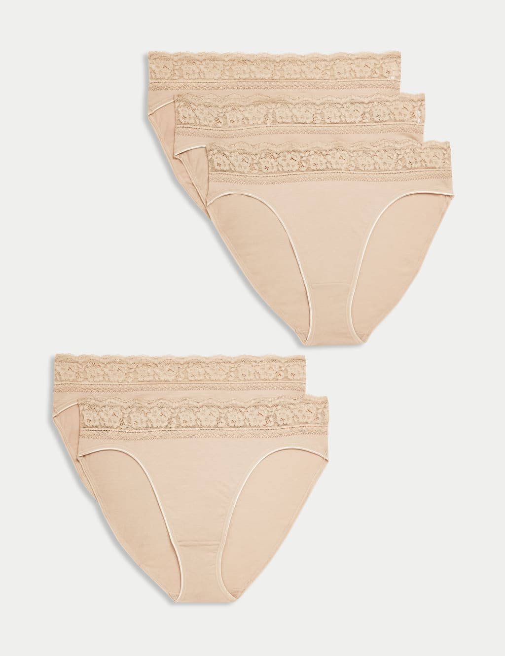 5pk Cotton Lycra® & Lace Knickers