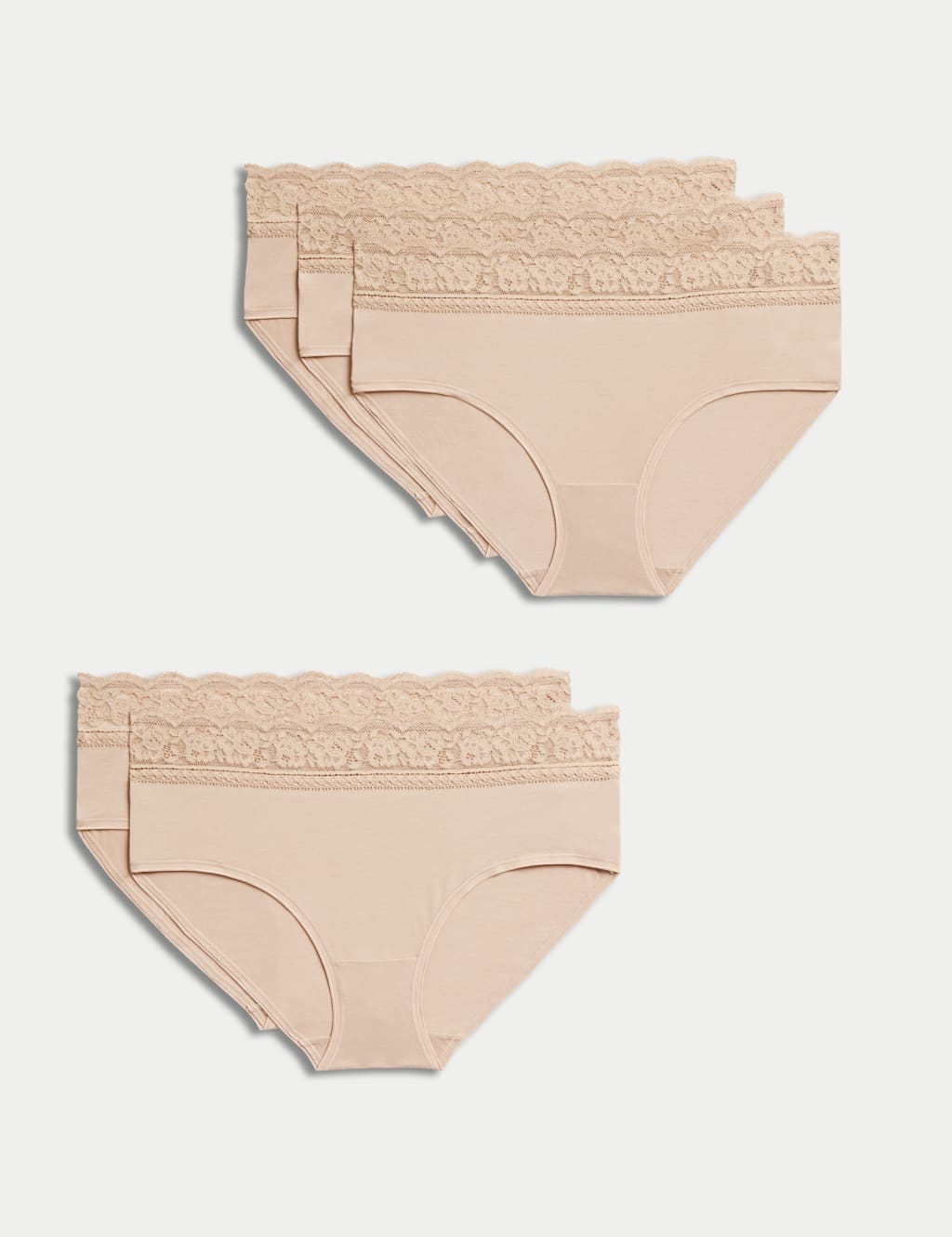 5pk Cotton Lycra® & Lace High Rise Shorts