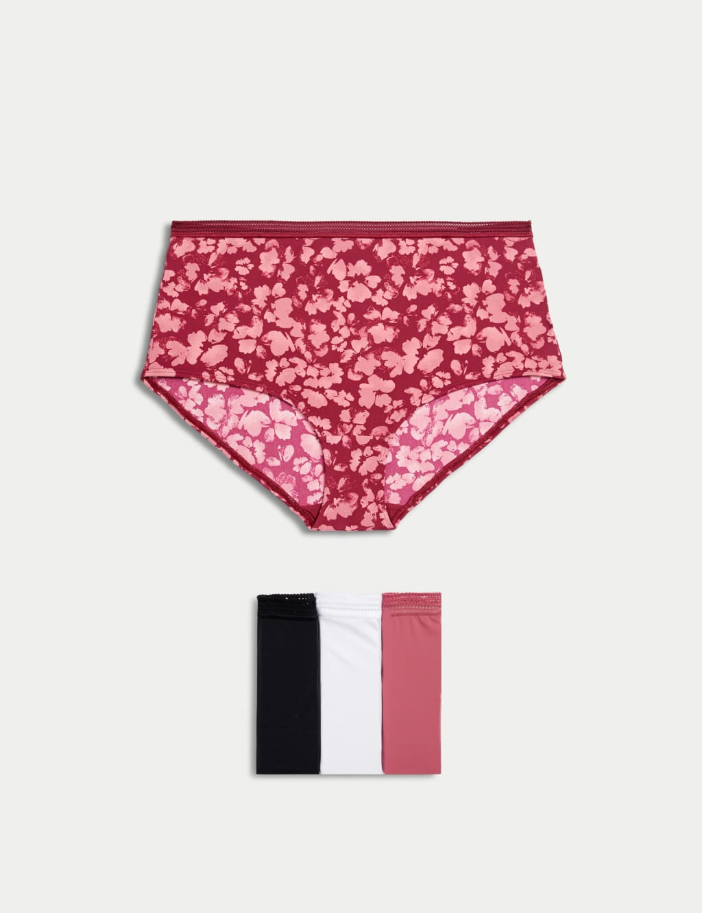 M&S 4pk Microfibre High Rise Shorts Raspberry