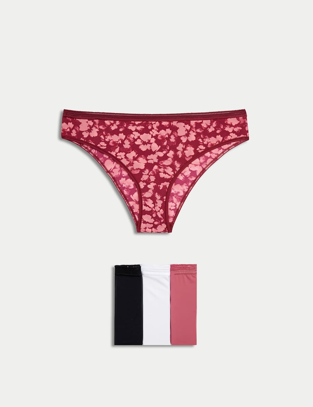 M&S 4pk Microfibre High Leg Knickers Raspberry