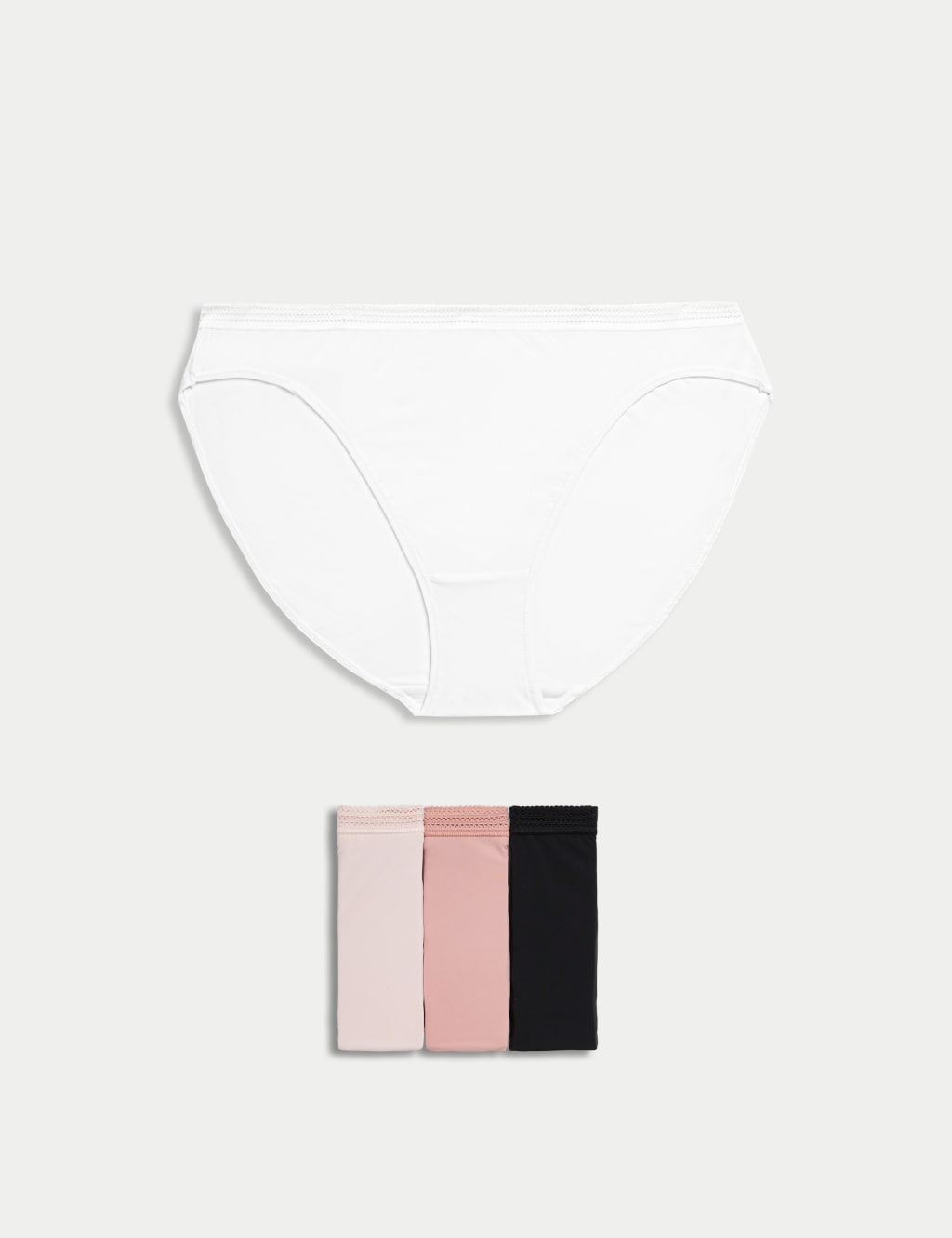 M&S 4pk Microfibre High Leg Knickers Soft Pink