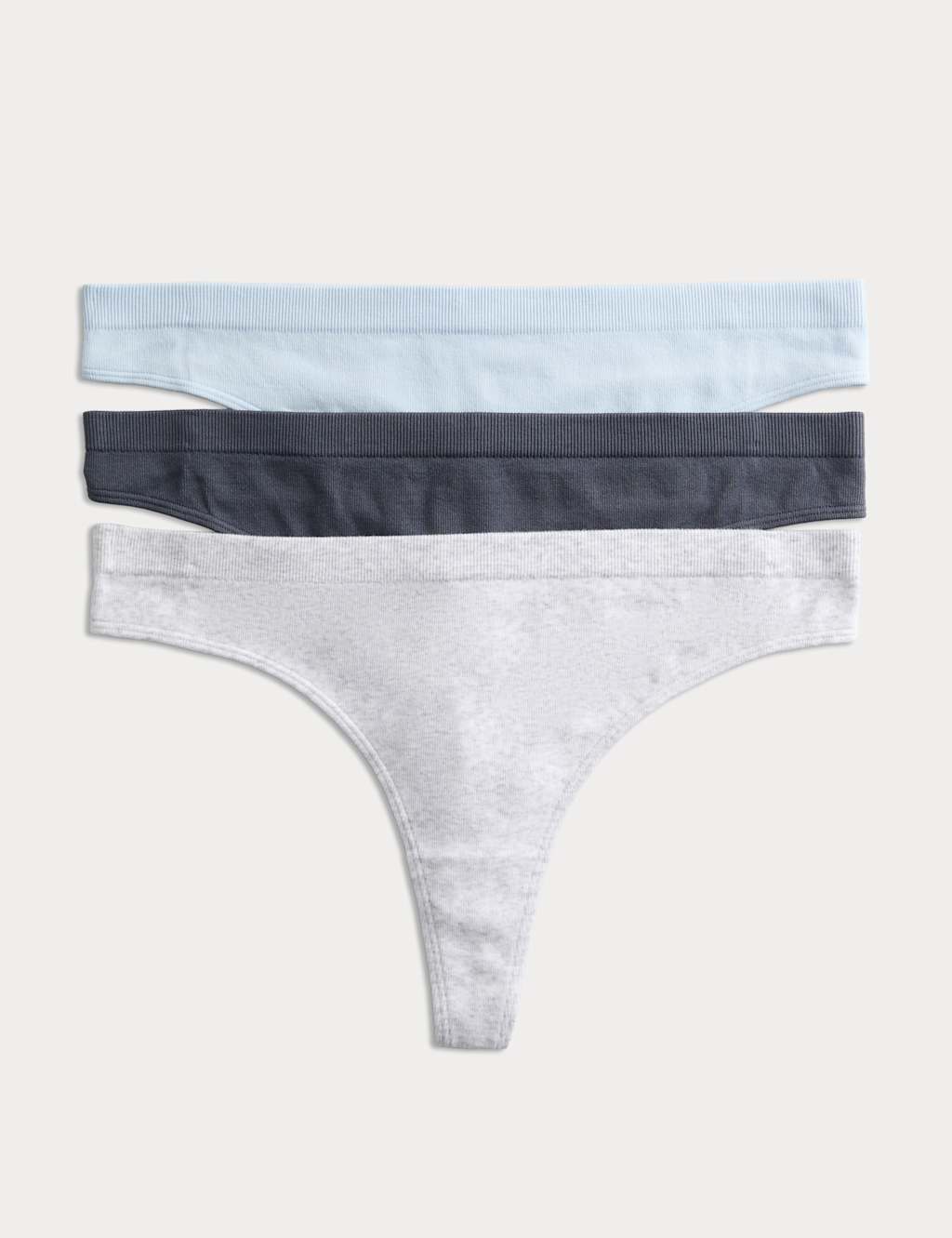 M&S Women's 3 Pack Seamfree Thongs - Large - Grey Mix
