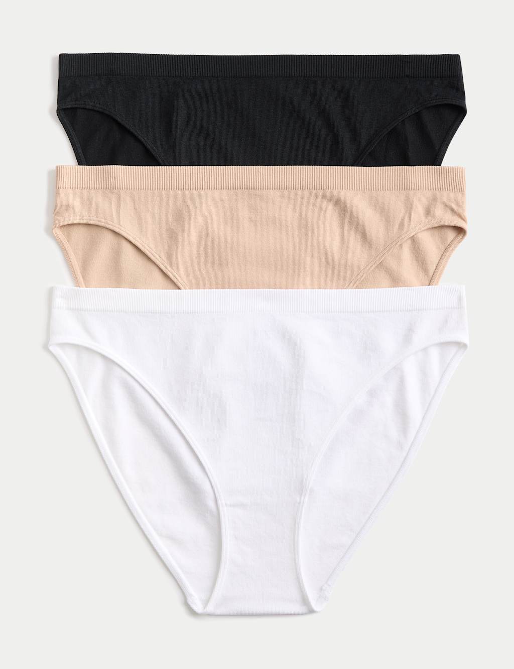 M&S 3 Pack Seamless High Leg Knickers Opaline Mix