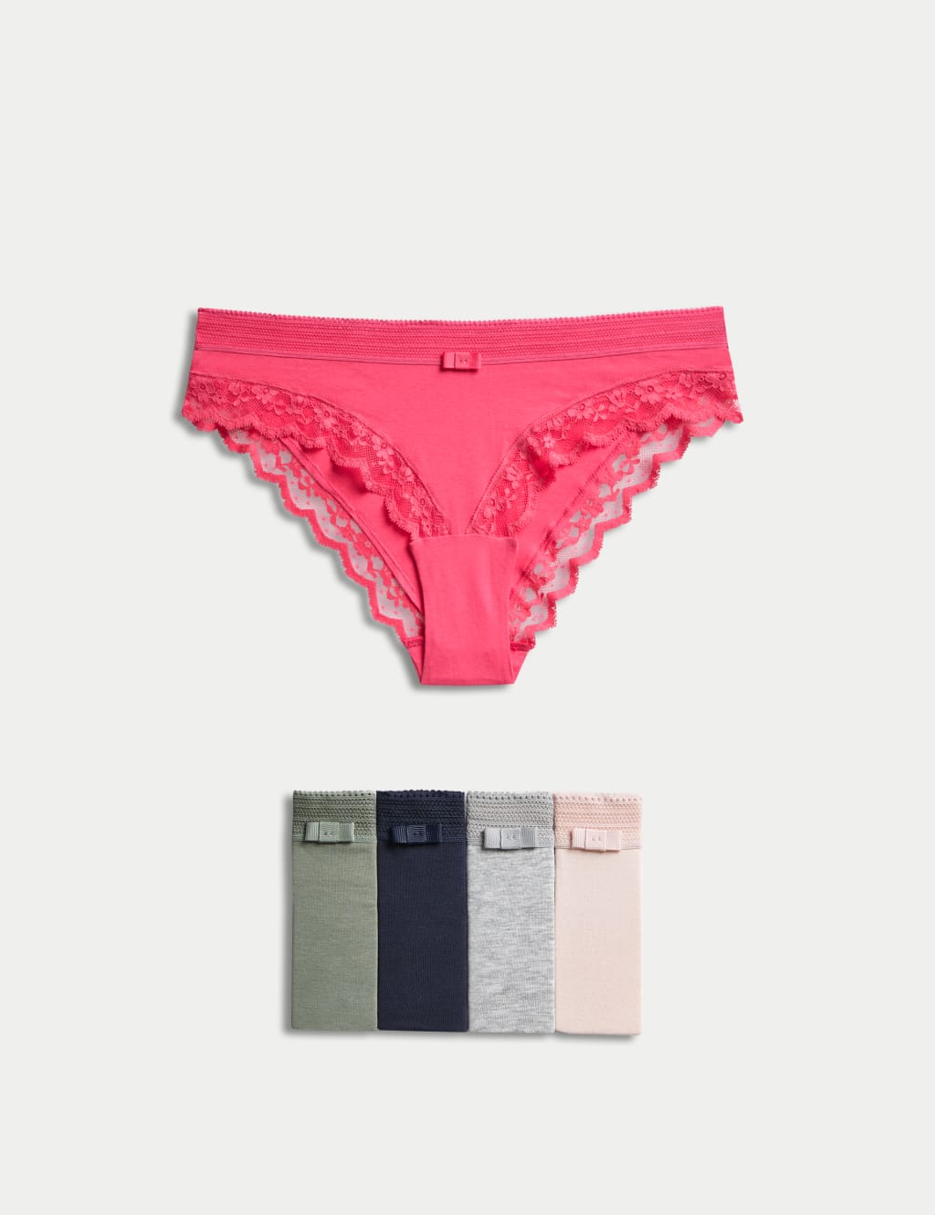 M&S 5pk Cotton Rich Brazilian Knickers Grey Mix