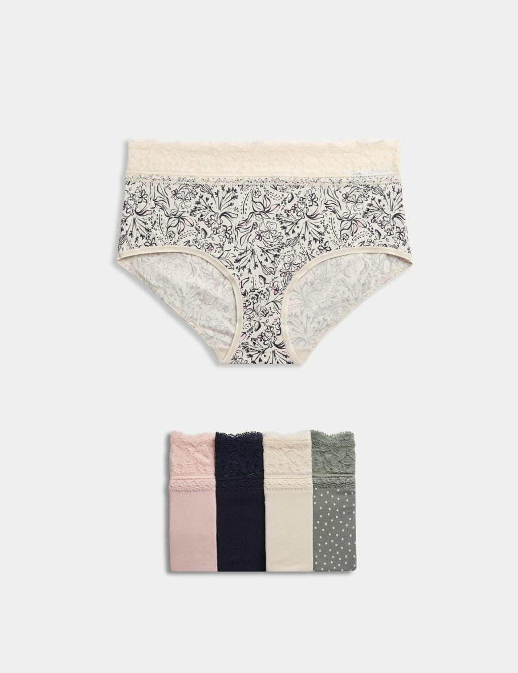 5pk Cotton Rich Printed High Rise Shorts