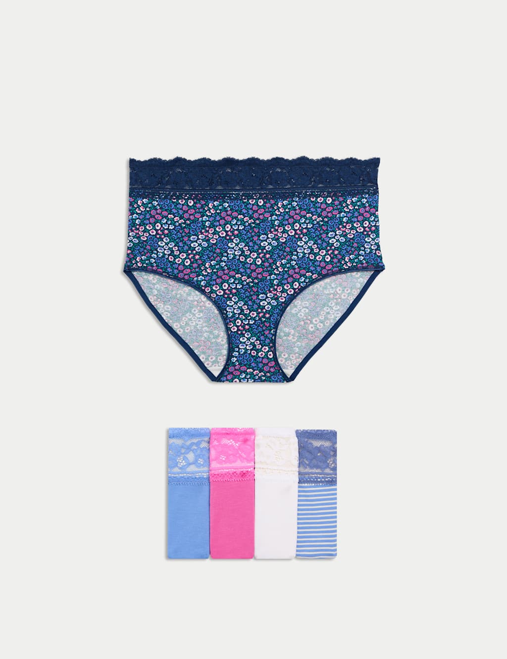 M&S 5pk Cotton Rich Printed Full Briefs Bright Rose