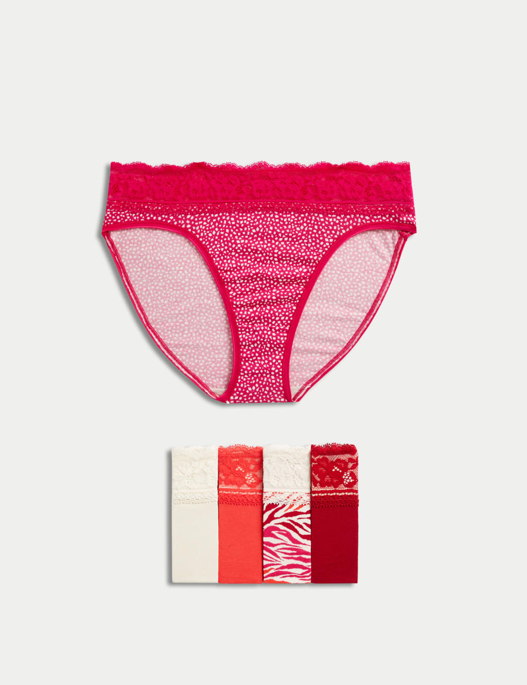 5pk Cotton Rich Printed High Leg Knickers