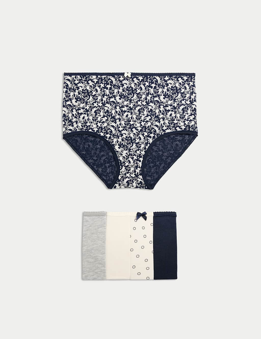 M&S 5pk Cotton Lycra Printed Full Briefs Grey Mix