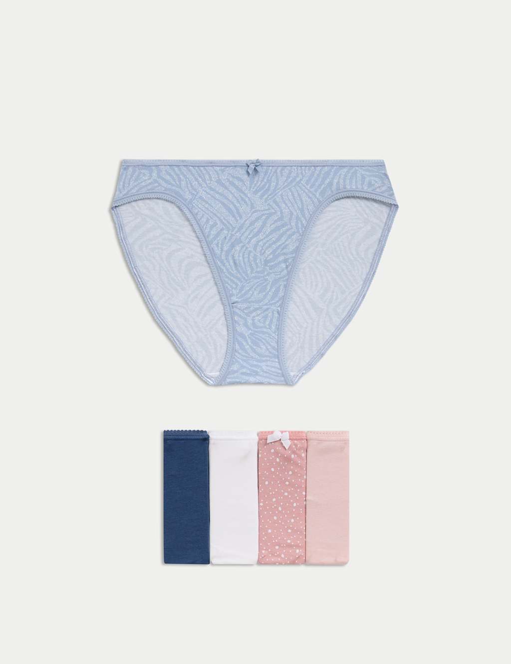 M&S 5pk Cotton Lycra High Leg Knickers Dark Blue