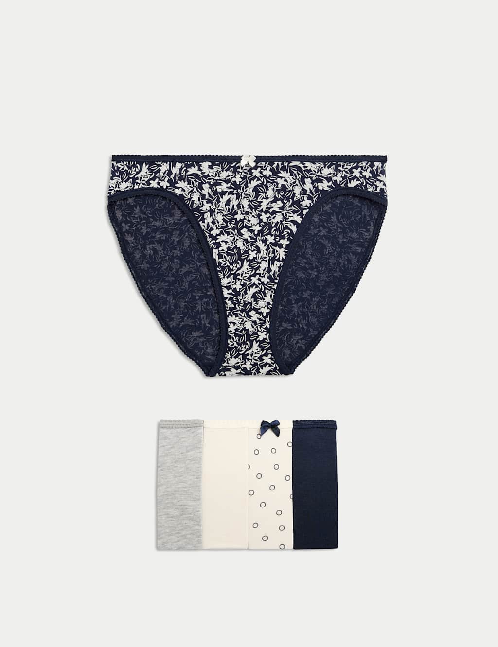 M&S 5pk Cotton Lycra High Leg Knickers Grey Mix