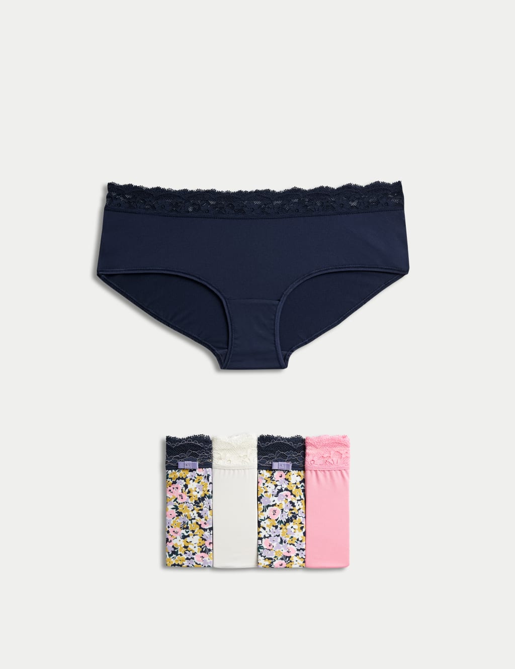 M&S 5pk Low Rise Shorts Navy Mix