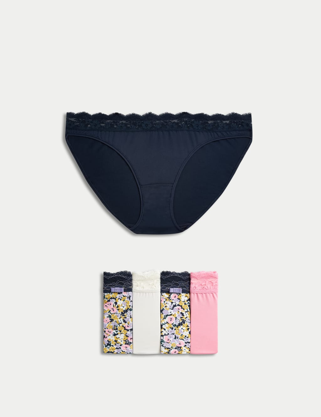 M&S 5pk Assorted Bikini Knickers Navy Mix
