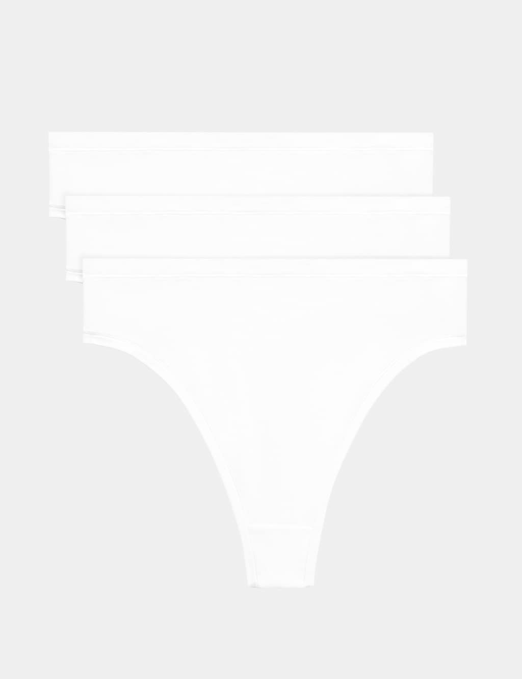 Body By M&S Women's 3pk Flexifit Modal High Waisted Thongs - 10 - White
