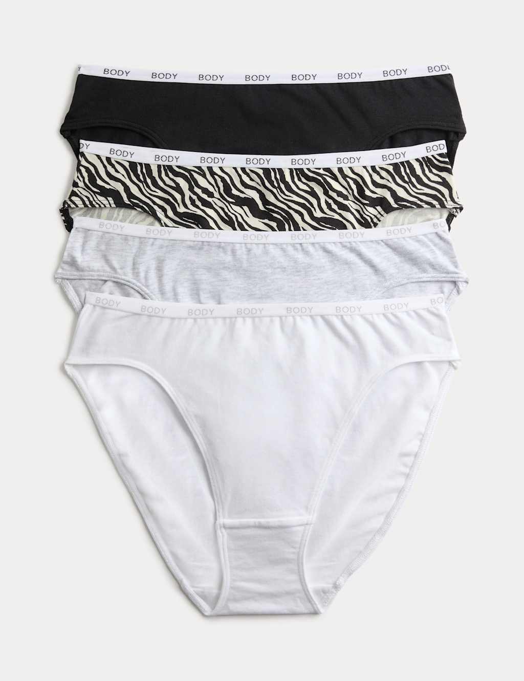 Body By M&S Women's 4pk Cotton Rich High Leg Knickers - 26 - Black Mix