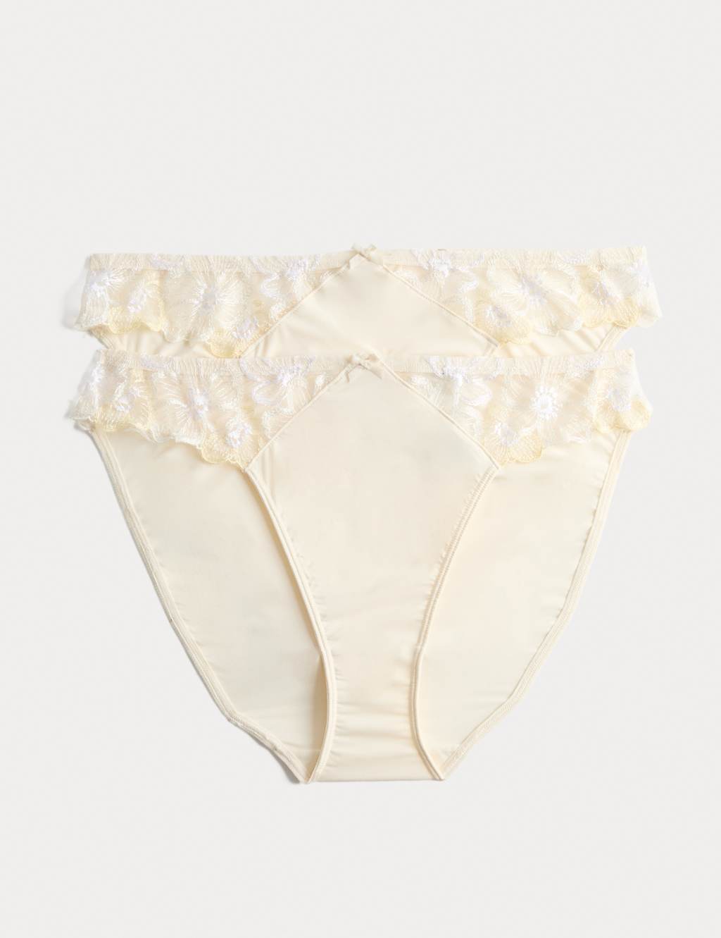 M&S Women's 2 Pack Embrace High Leg Knickers - 8 - Ivory Mix
