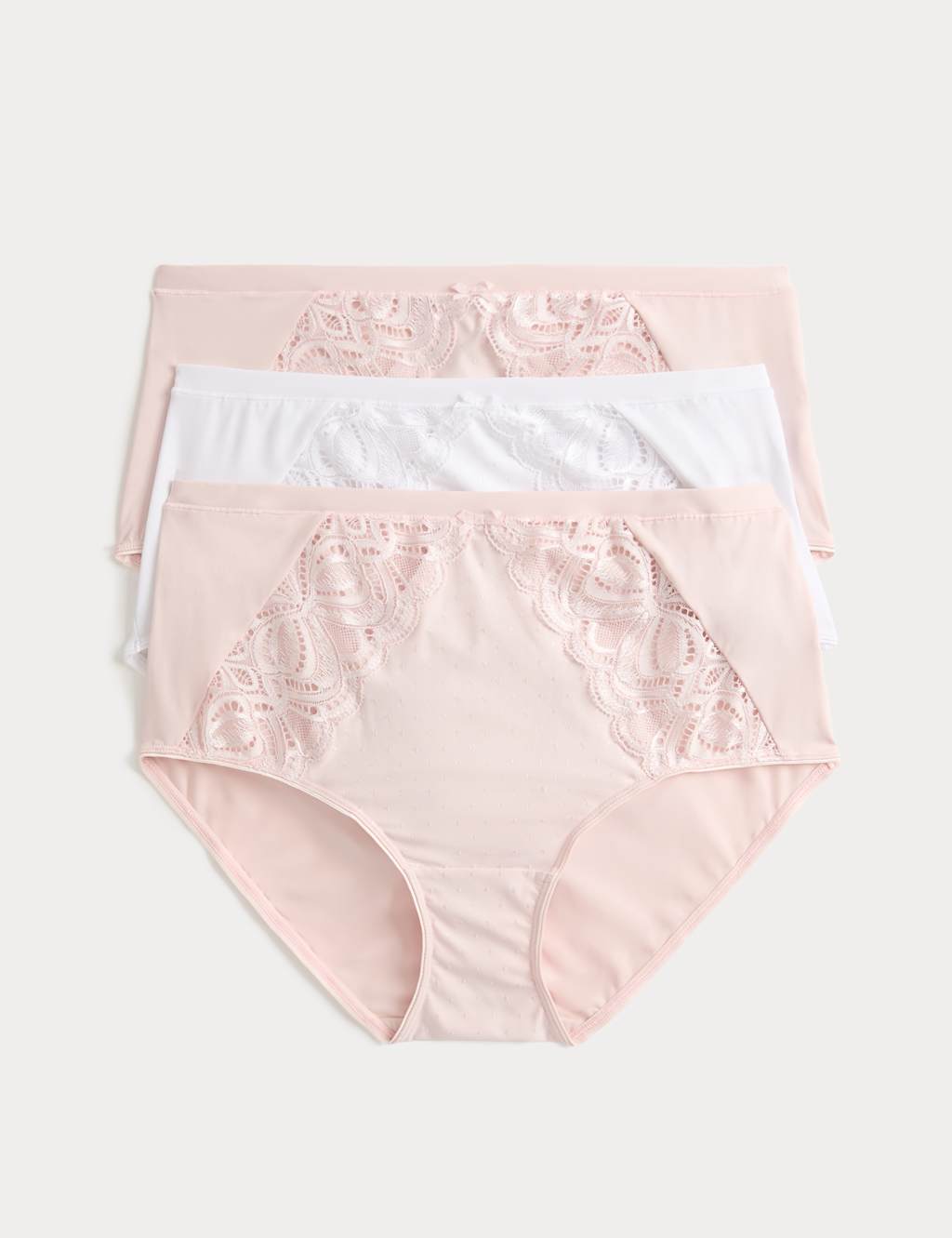 M&S Women's 3pk Amelia Lace Full Briefs - 24 - Cool Pink