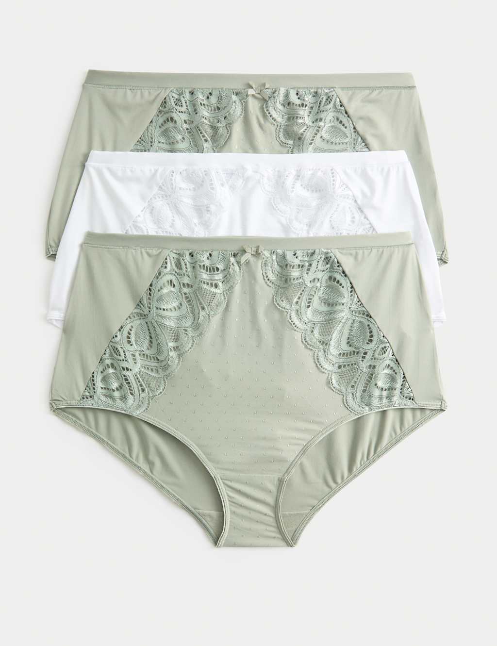 M&S 3pk Amelia Lace Full Briefs Soft Green