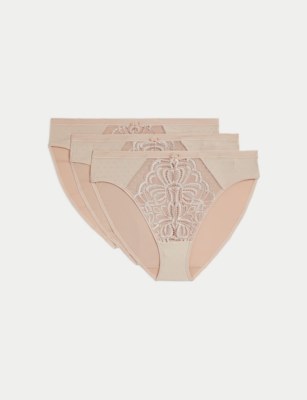3pk Amelia Lace High Leg Knickers