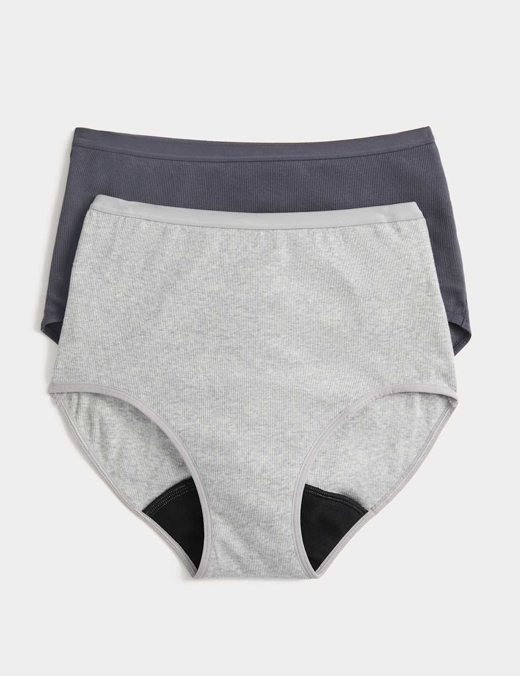 M&S Women's 2 Pack Heavy Absorbency Period Full Briefs - 8 - Grey Mix