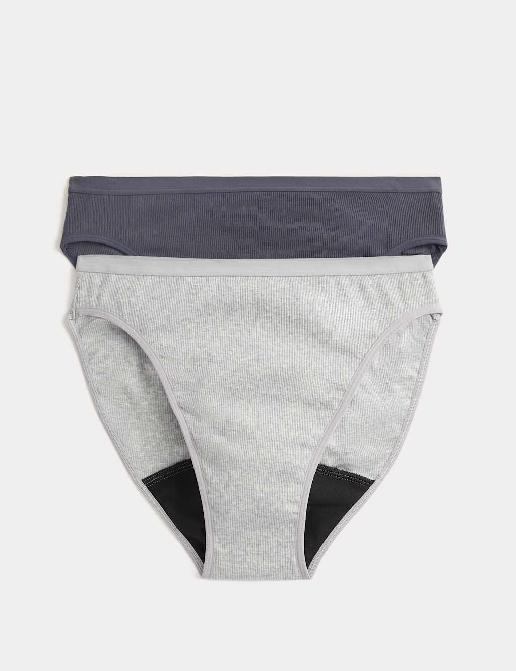 Women's 2 Pack Heavy Absorbency High Leg Period Knickers - 12 - Grey Mix - Available at M&S