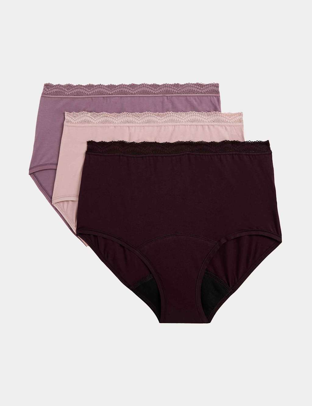 M&S 3pk Heavy Absorbency Period Full Briefs Raisin