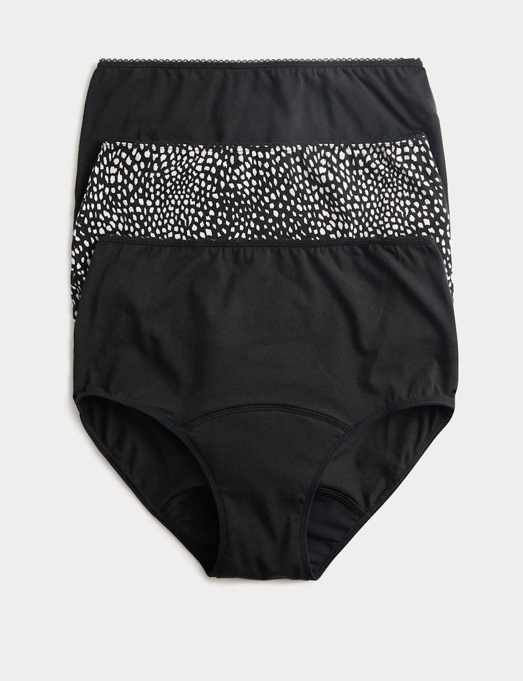 M&S 3pk Heavy Absorbency Period Full Briefs White Mix