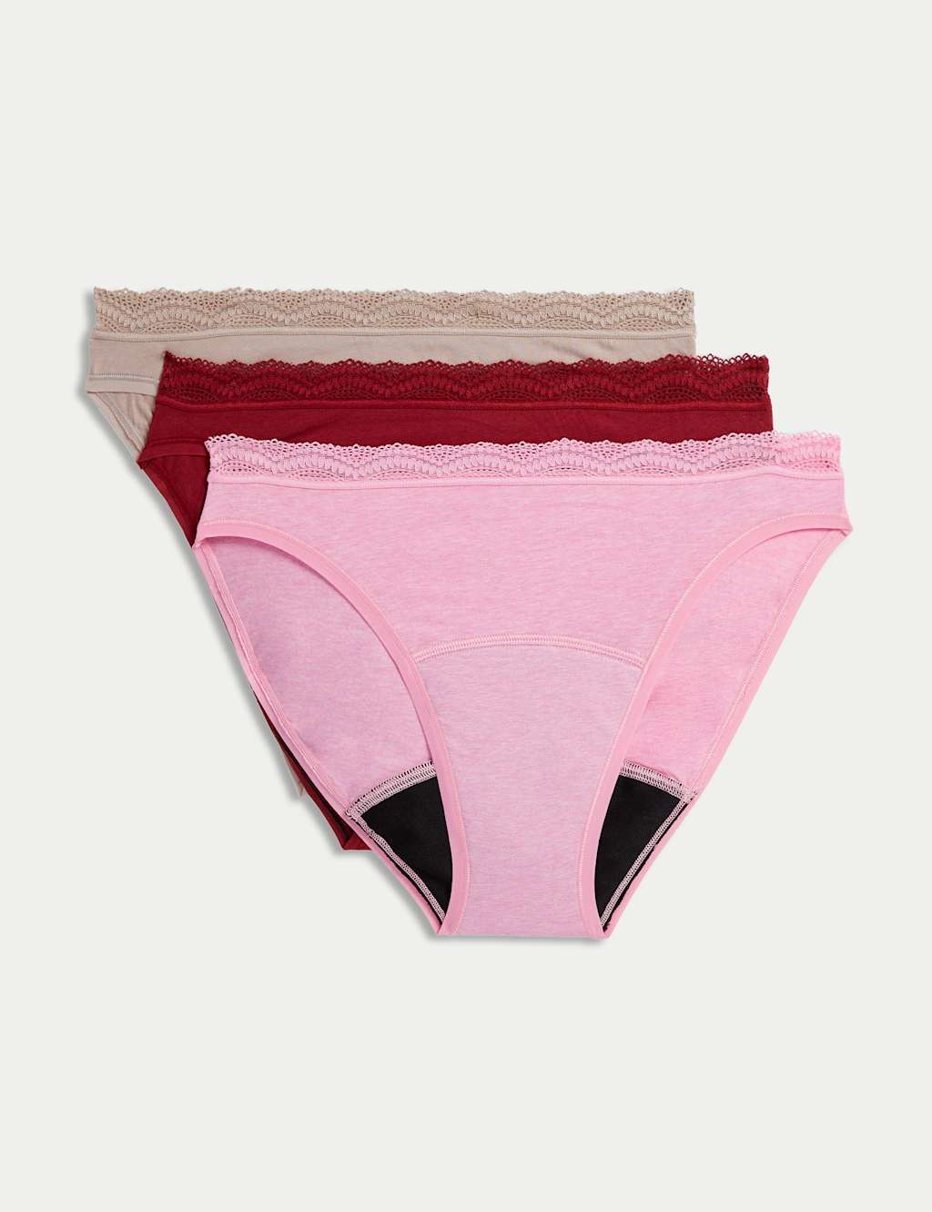 3pk Heavy Absorbency Period High Leg Knickers