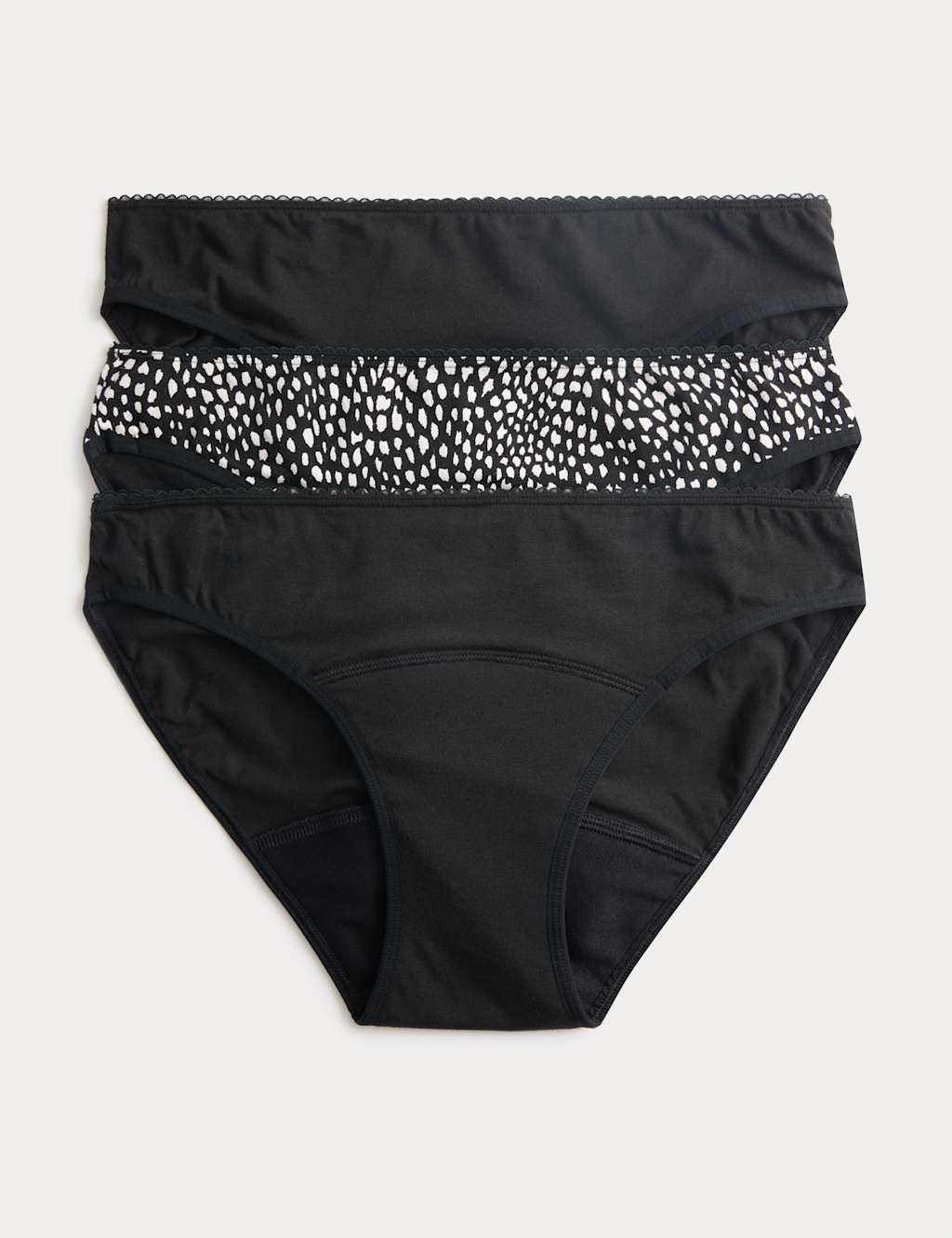 M&S Women's 3pk Heavy Absorbency Period Bikini Knickers - 2 - White Mix