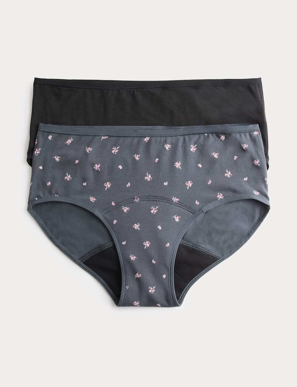 M&S Women's 2 Pack Heavy Absorbency Period Knicker Shorts - 6 - Carbon