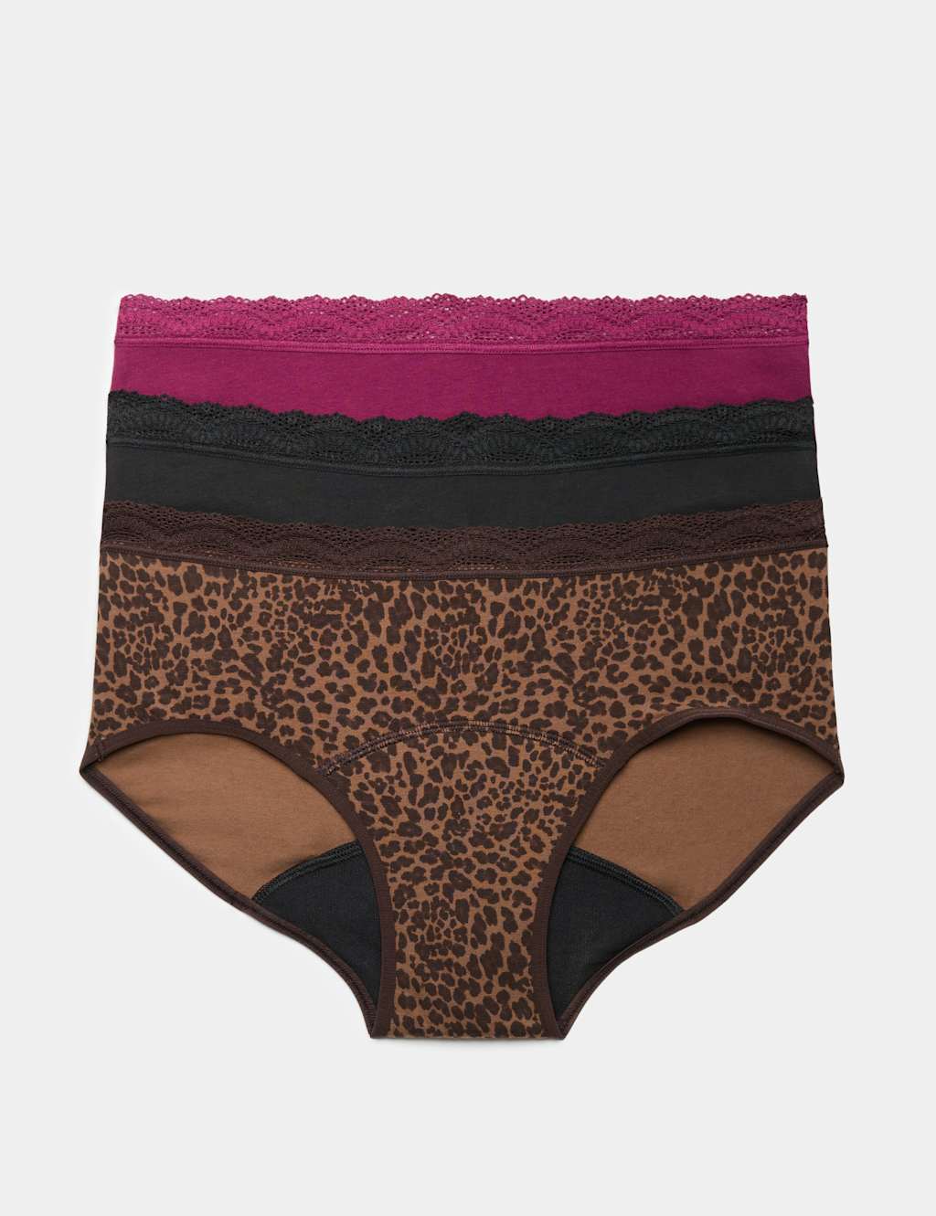 M&S Women's 3 Pack Heavy Absorbency Period Knicker Shorts - 10 - Brown Mix