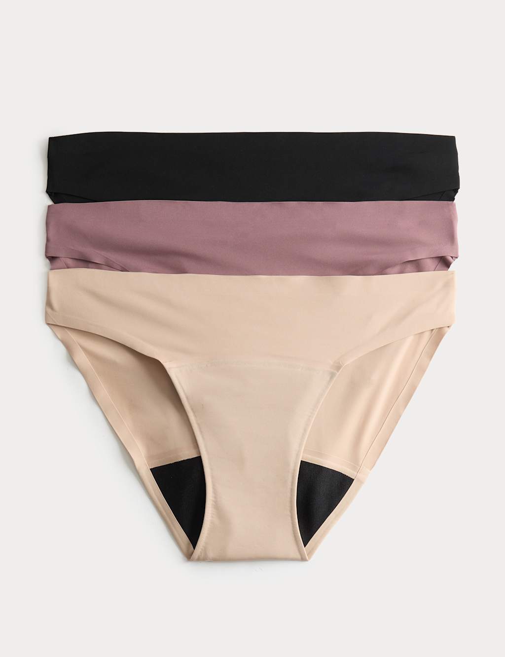 M&S Women's 3 Pack No VPL Period Bikini Knickers - 6 - Black Mix