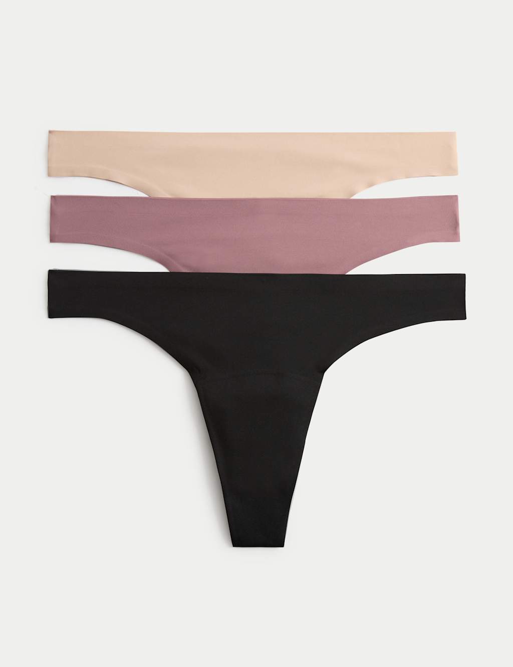 M&S Women's 3 Pack No VPL Light Absorbency Period Thongs - 14 - Black Mix