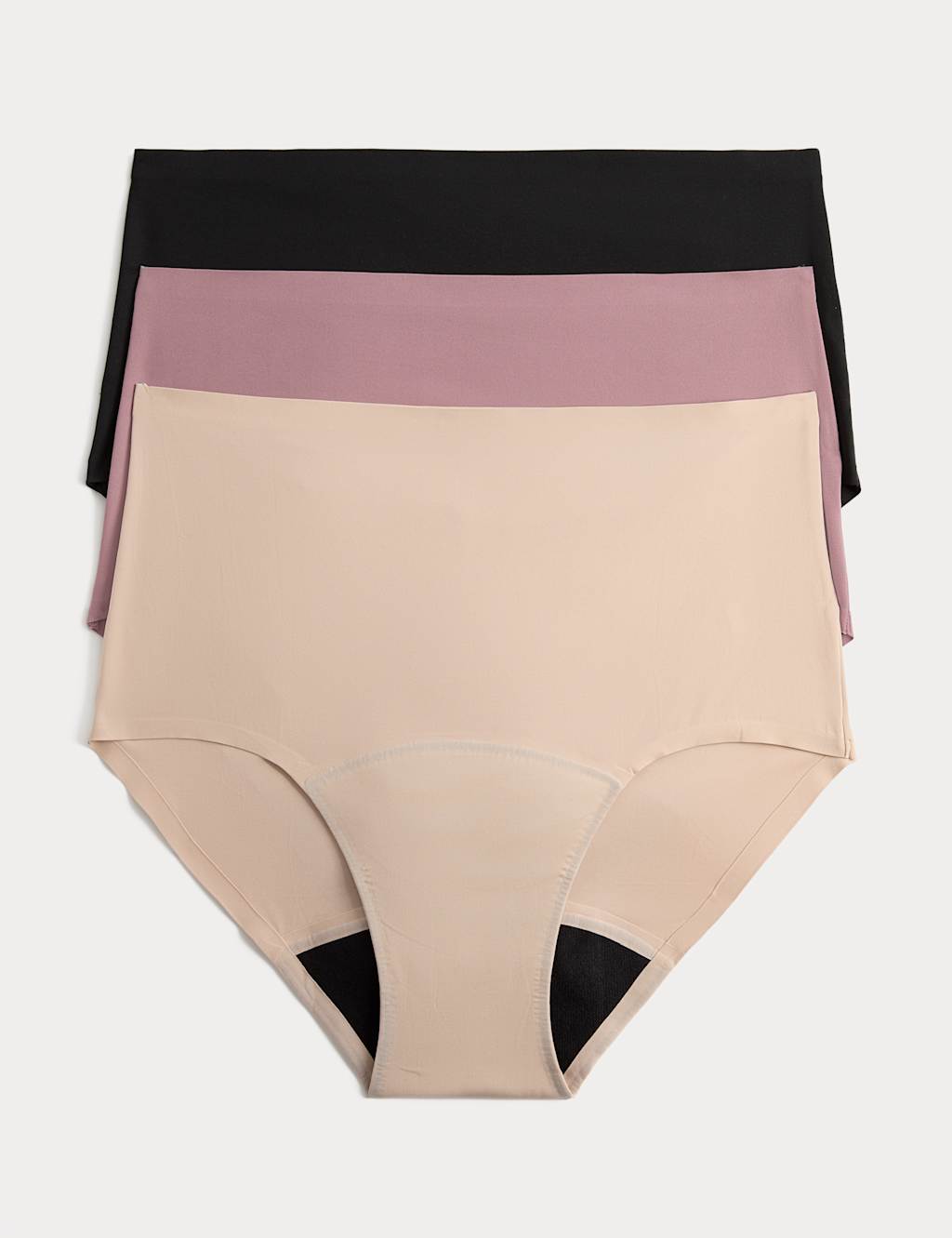 M&S Women's 3 Pack Heavy Absorbency No VPL Period Full Briefs - 18 - Black Mix