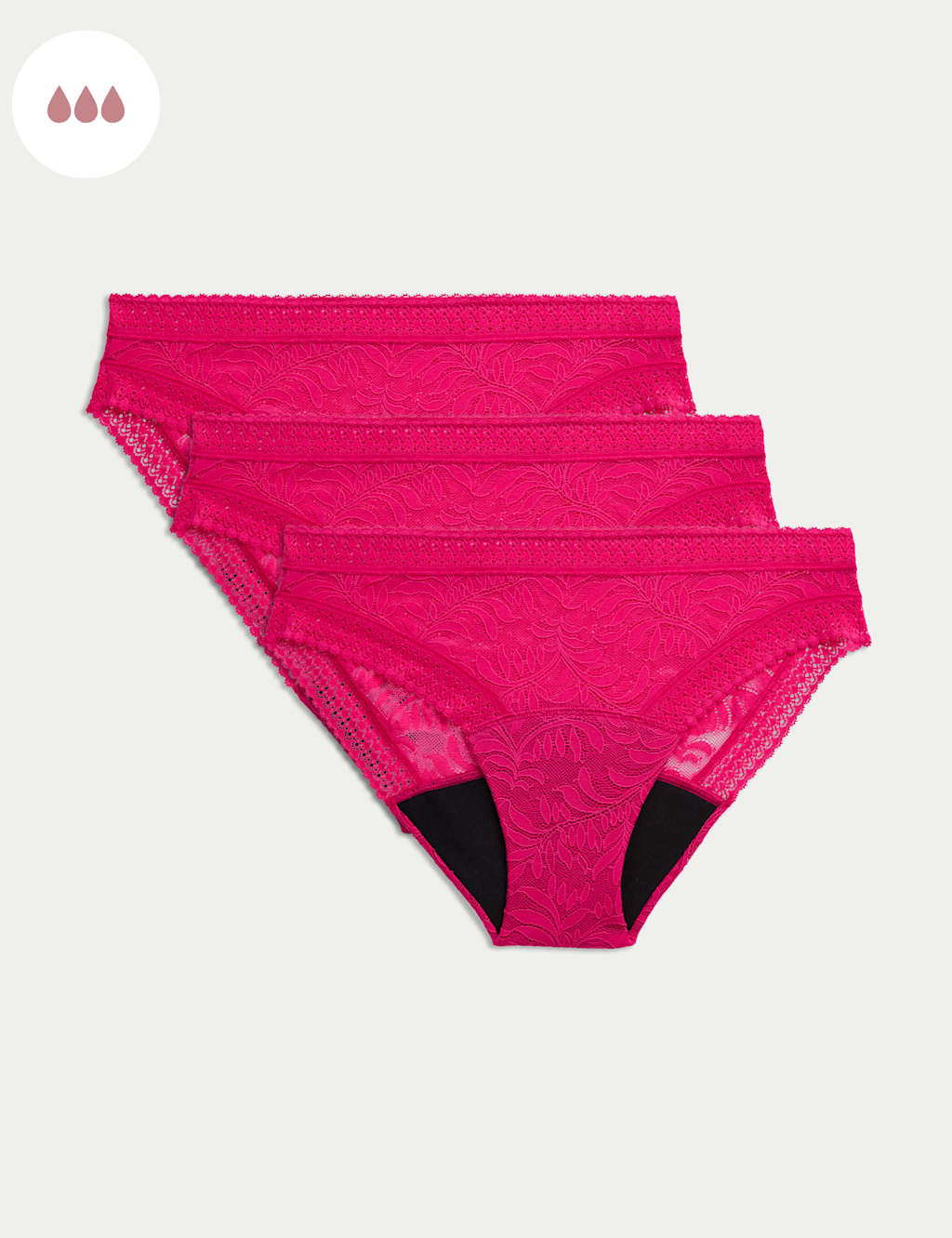 3pk Heavy Absorbency Period Bikini Knickers