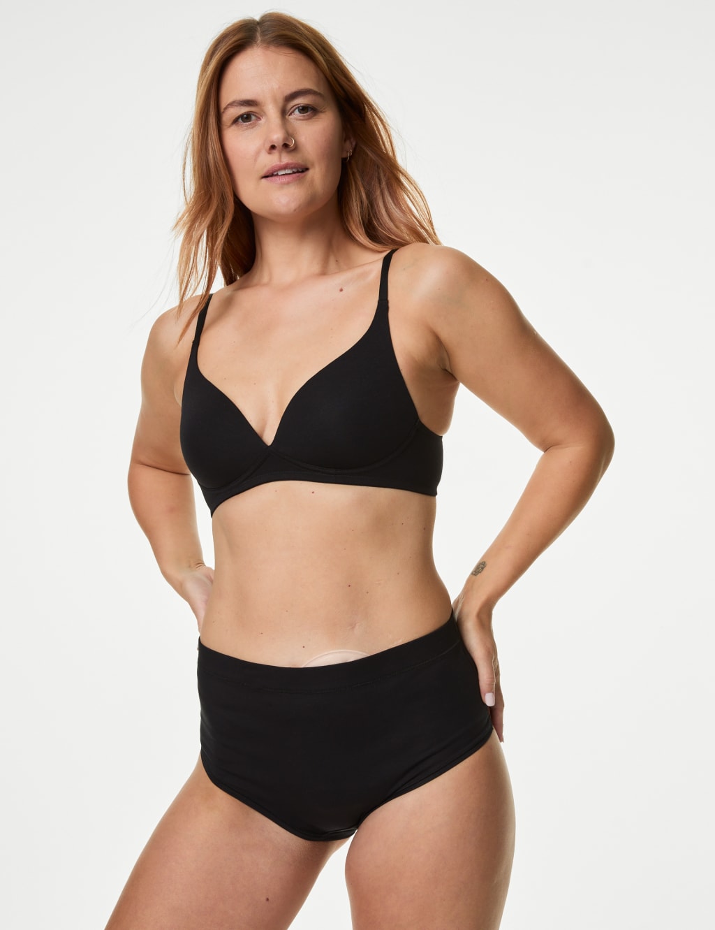 M&S Collection Women's 3pk Cotton Rich Brazilian Stoma Knickers - 12 - Black, Cyclamen,Black