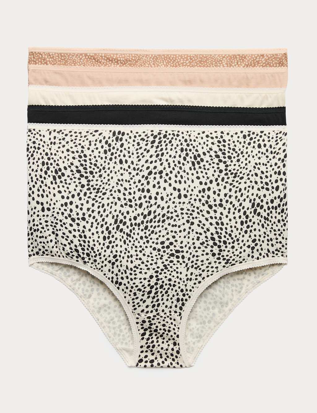 M&S Women's 5pk Pure Cotton Full Briefs - 12 - Black Mix
