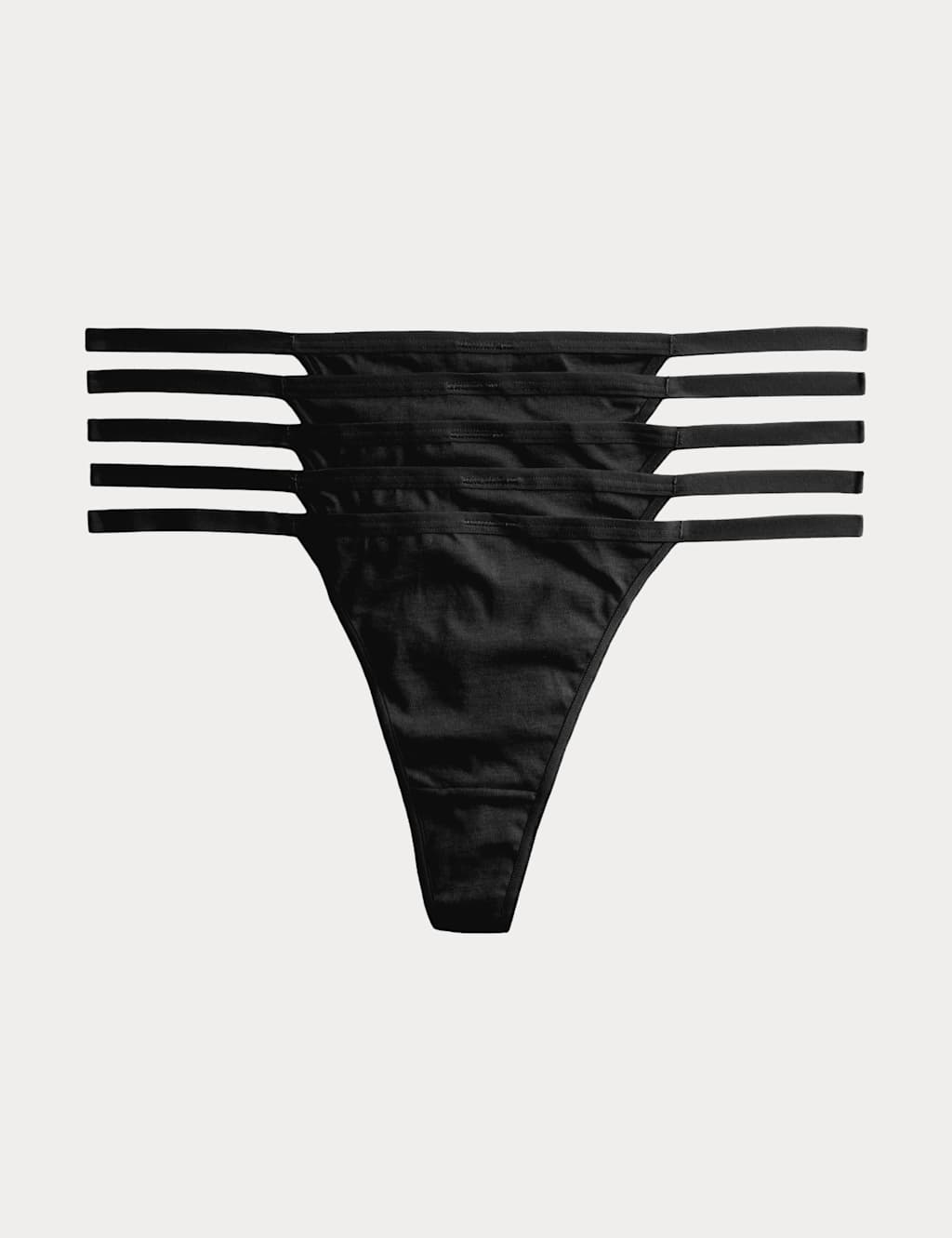 M&S Women's 5 Pack Pure Cotton G-String Thongs - 10 - Black
